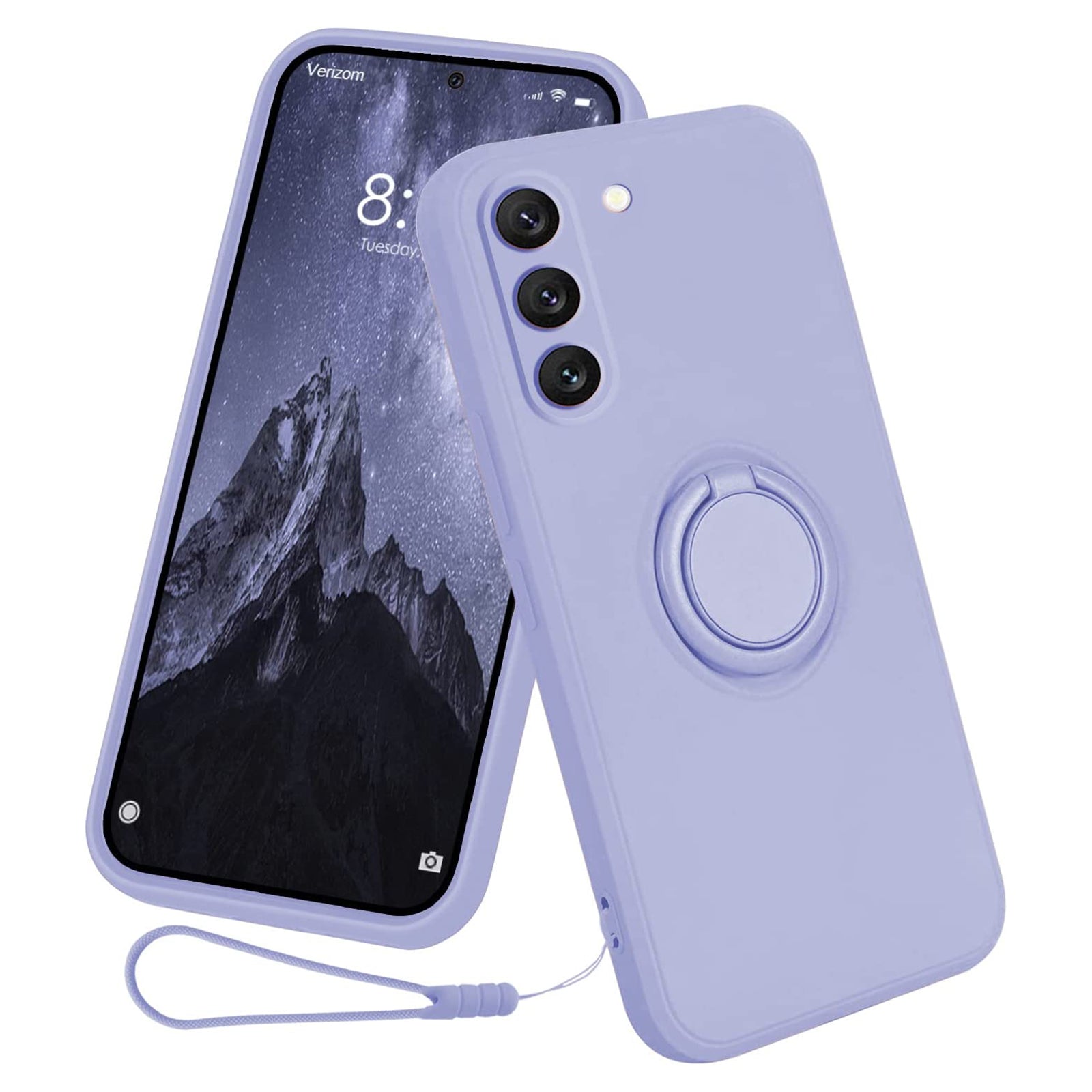 For Samsung Galaxy S23 Protective Phone Case Ring Kickstand Liquid Silicone Phone Cover with Lanyard For Samsung Galaxy S23 Protective Phone Case Ring Kickstand Liquid Silicone Phone Cover with Lanyard